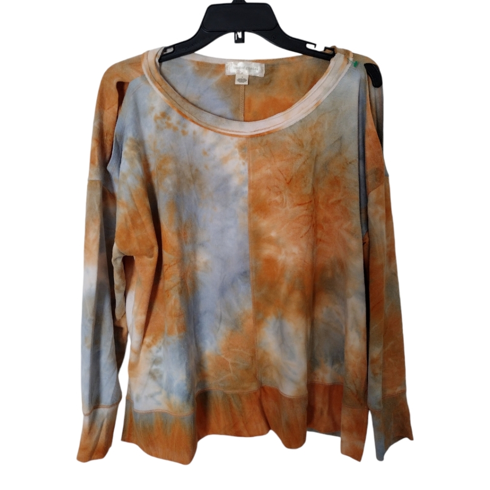 Band of Gypsies Yellow Blue tie dyed Cold Shoulder top size small